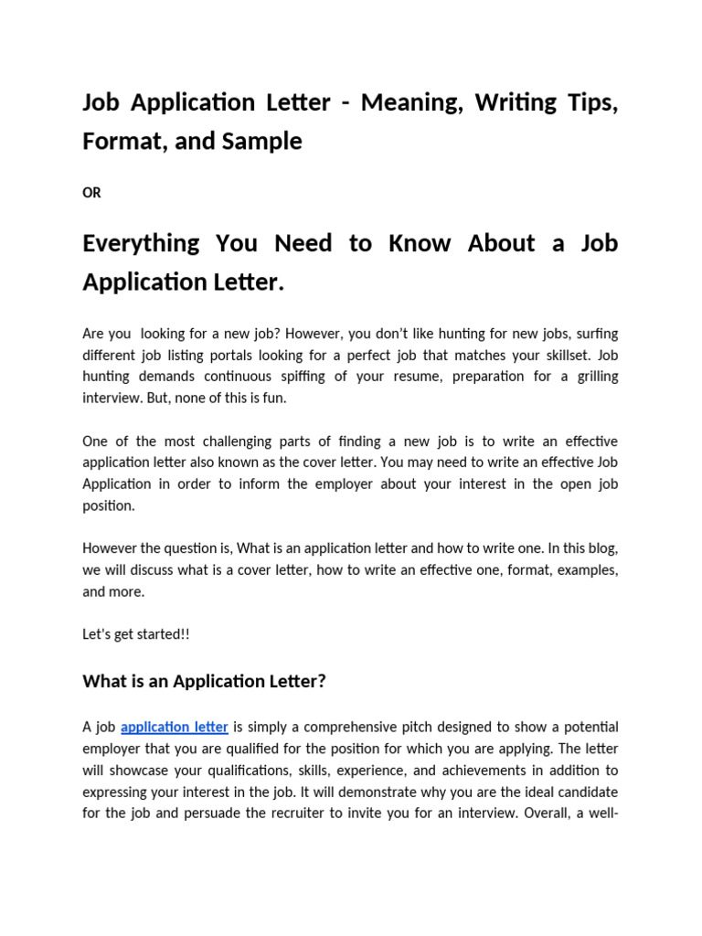 Crafting an Effective Job Application Letter | PDF | Résumé | Recruitment