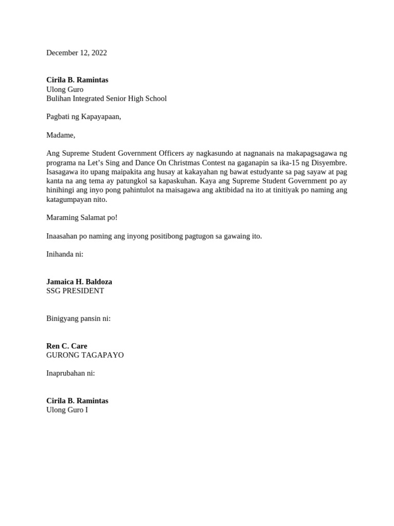SSG Letter | PDF