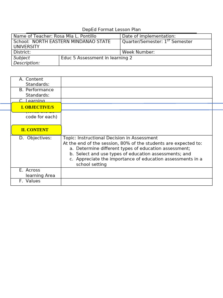 DepEd Lesson Plan: Assessment Strategies | PDF | Educational Assessment ...
