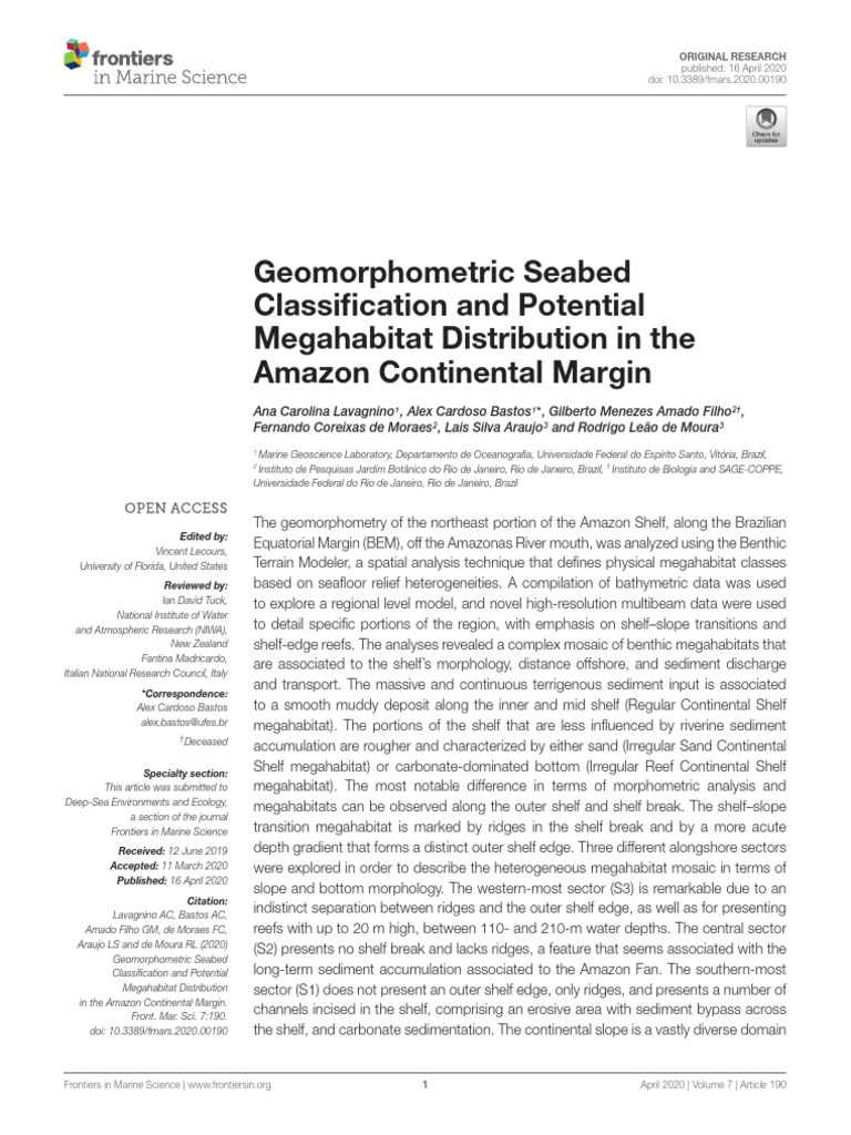 Geomorphometric Seabed Classification and Potentia | PDF | Continental ...