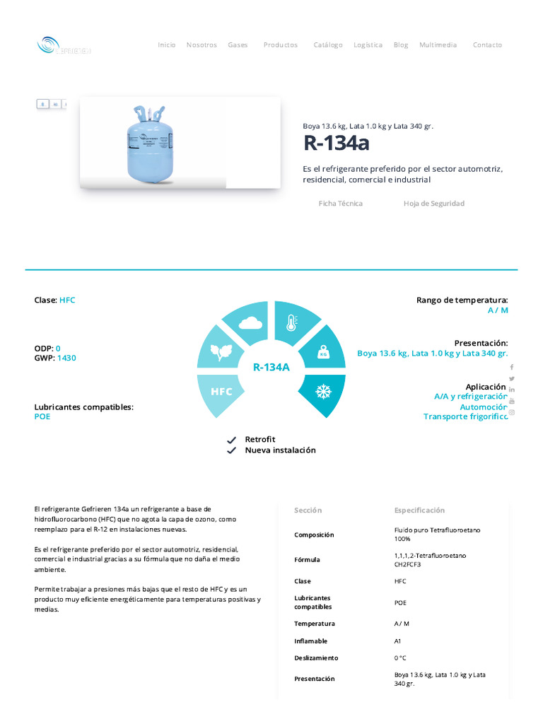 Refrigerante R-134a: Eficiencia y Aplicaciones | PDF | Refrigerante ...