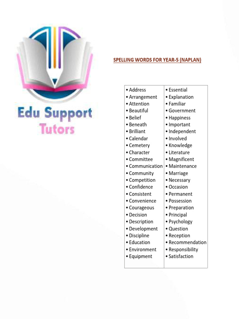 year-5-naplan-spelling-words-list-pdf