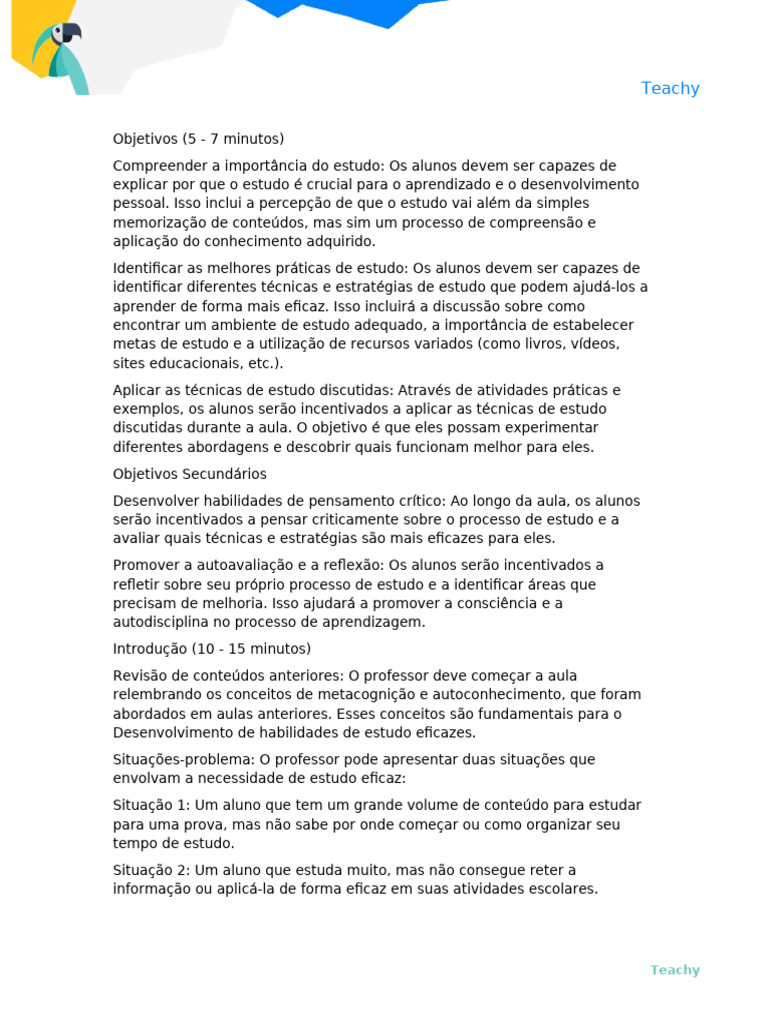 Técnicas Eficazes de Estudo para Alunos | PDF | Aprendizado | Pensamento