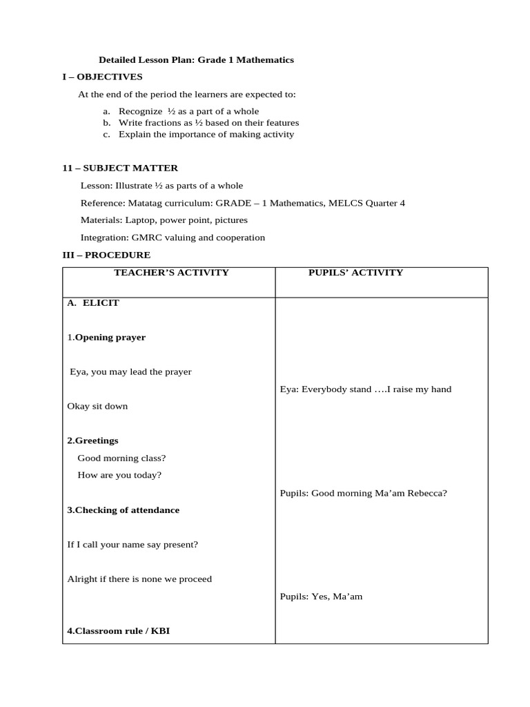 Lesson Plan Rebecca Docs | PDF | Lesson Plan | Mathematics