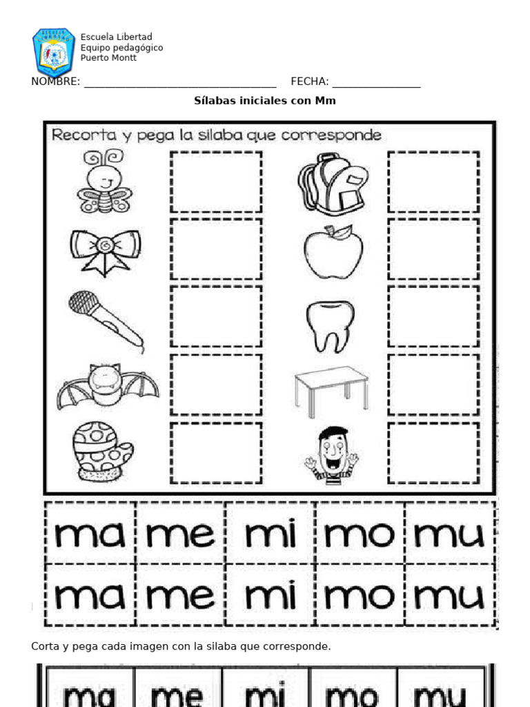 Sílabas iniciales con Mm para niños | PDF