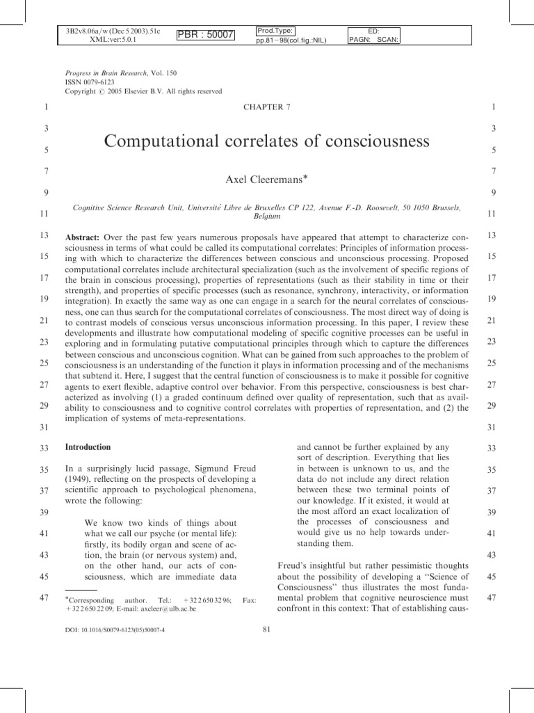 Computational Correlates of Consciousness | PDF | Consciousness ...