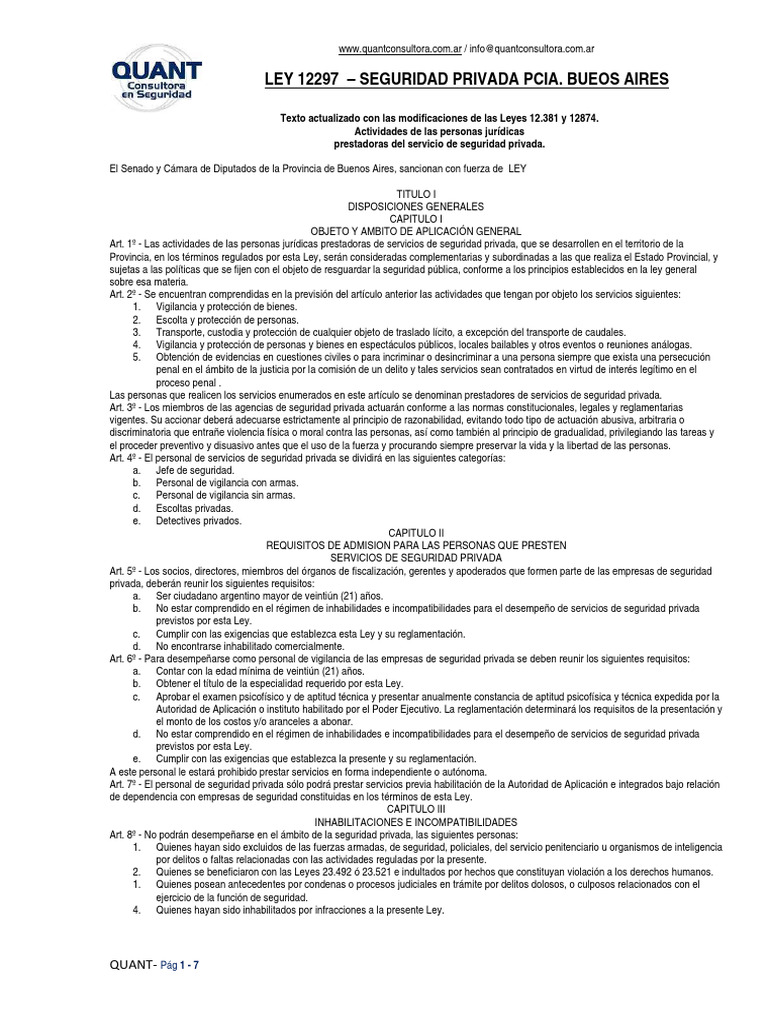 Ley 12297: Seguridad Privada en Buenos Aires | PDF | Multa (pena ...
