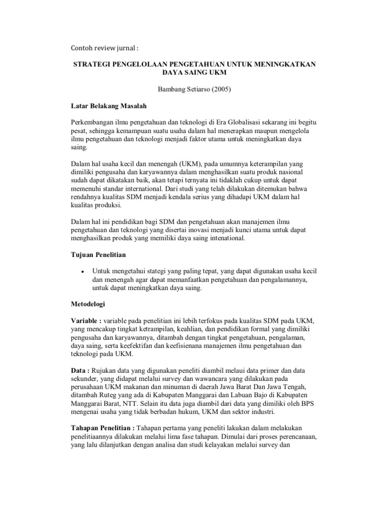 Contoh Review Jurnal Pdf