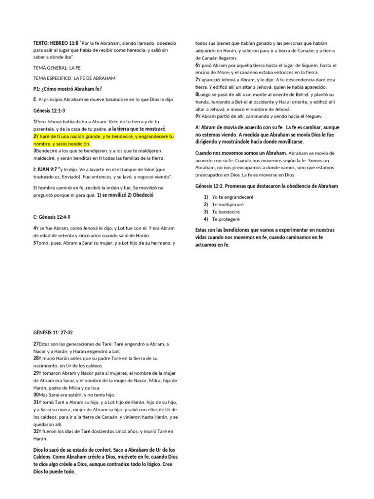 La Fe de Abraham: Obediencia y Promesas | PDF | Abrahán | Contenido bíblico