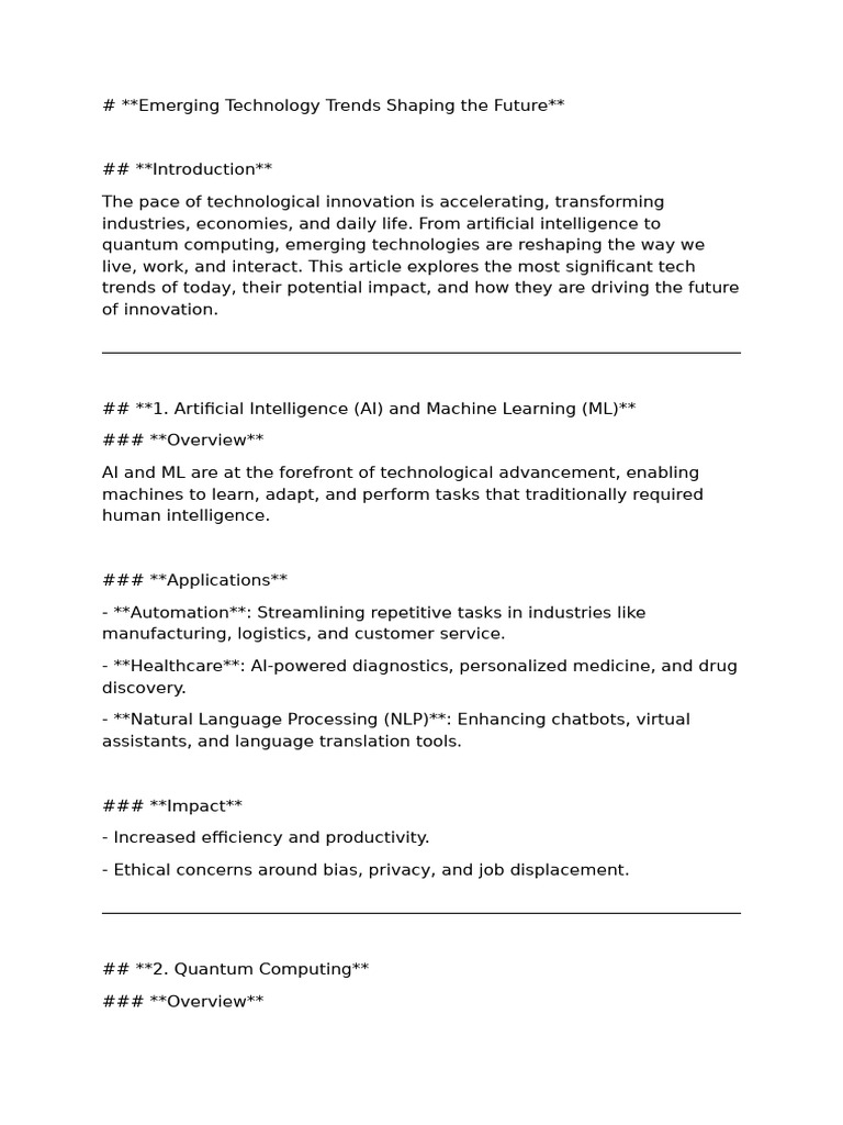 Emerging Technology Trends Shaping The Future | PDF | Internet Of ...