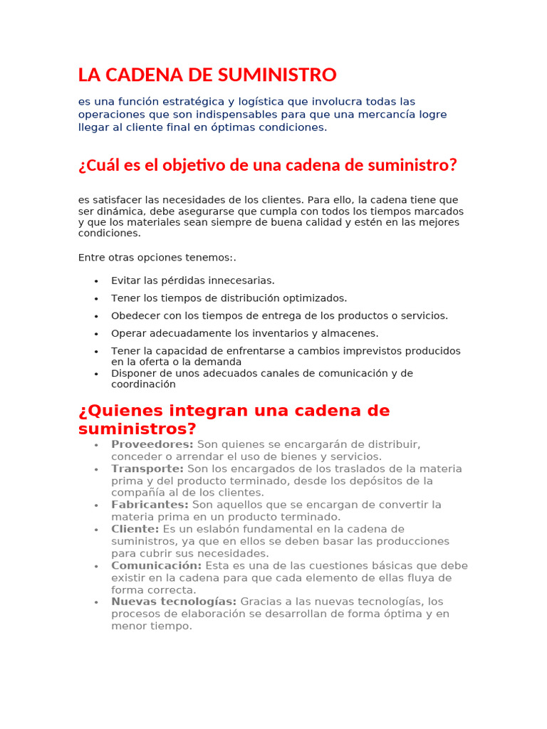 Claves de la Cadena de Suministro | PDF | Cadena de suministro | Logística
