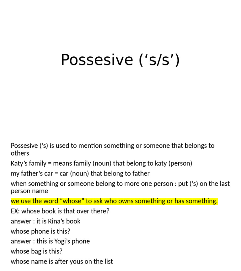 Understanding Possessive Form Usage | PDF