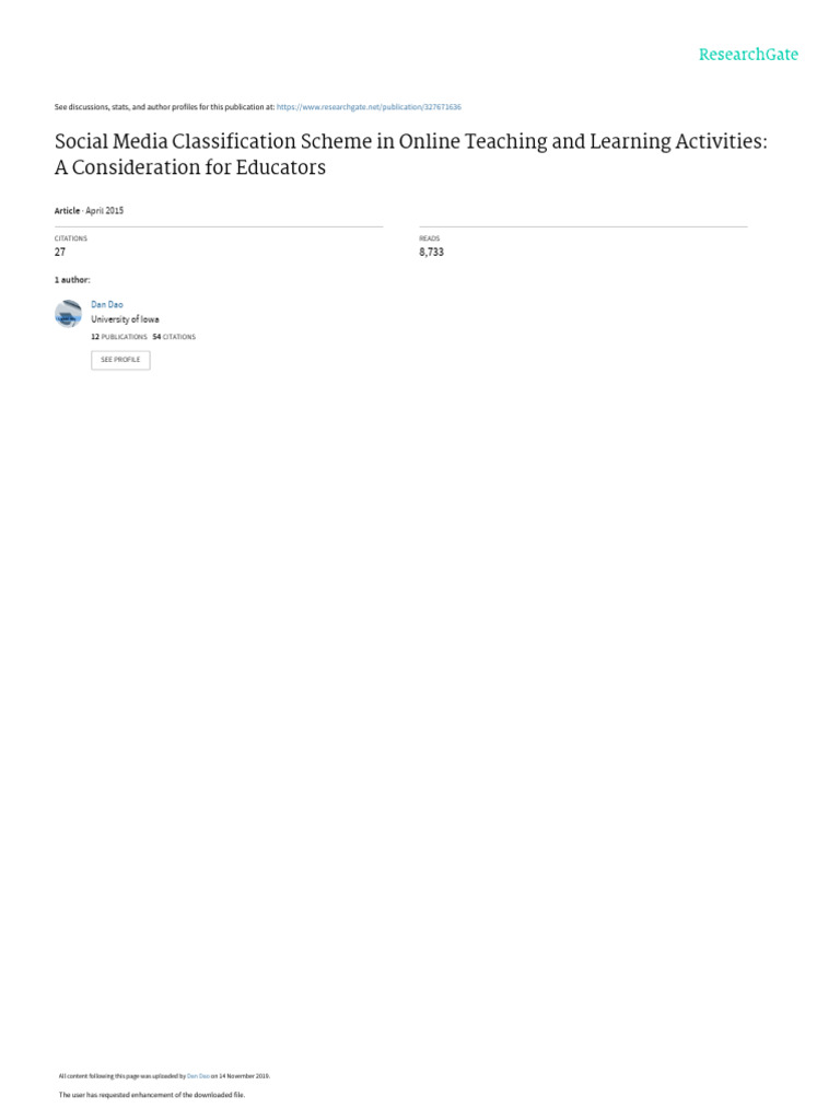 Social Media Classification Scheme in Online Teaching and Learning ...