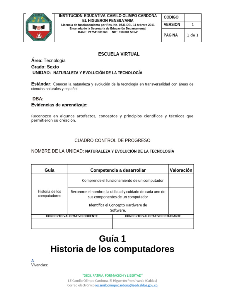 Guía 1 | PDF | Hardware de la computadora | Ciencias de la Computación
