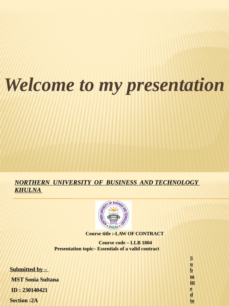 Contract Law Presentation Sonia | PDF | Consideration | Offer And ...