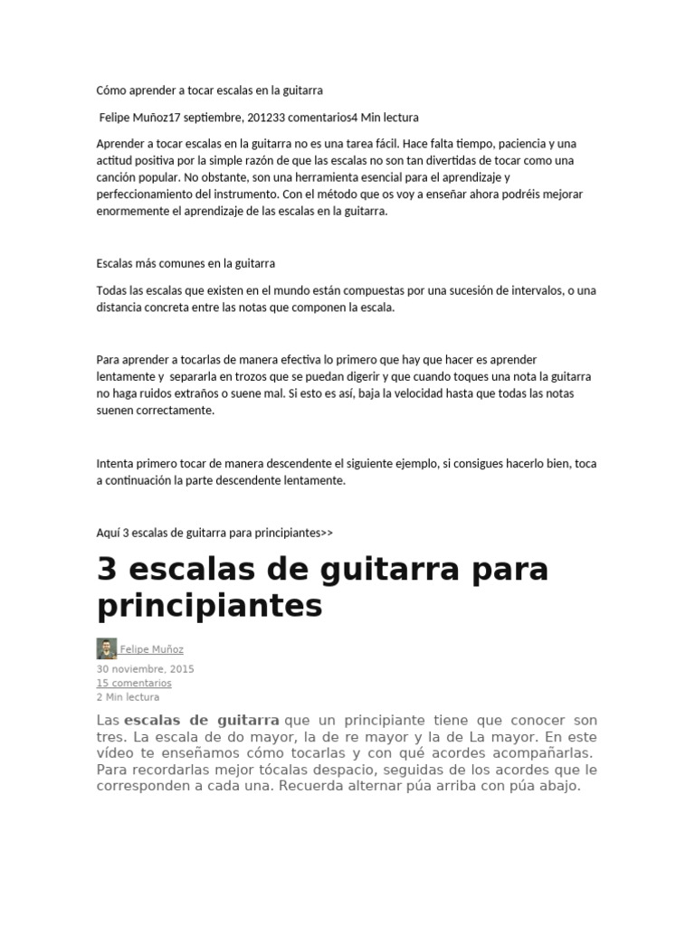 Cómo aprender escalas guitarra fácil | PDF | Escala (música) | Acorde ...