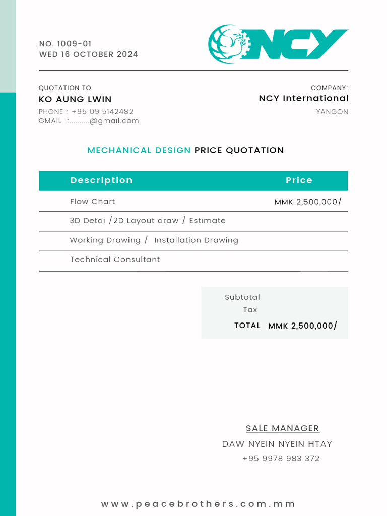 Mechanical Design Price Quotation | PDF