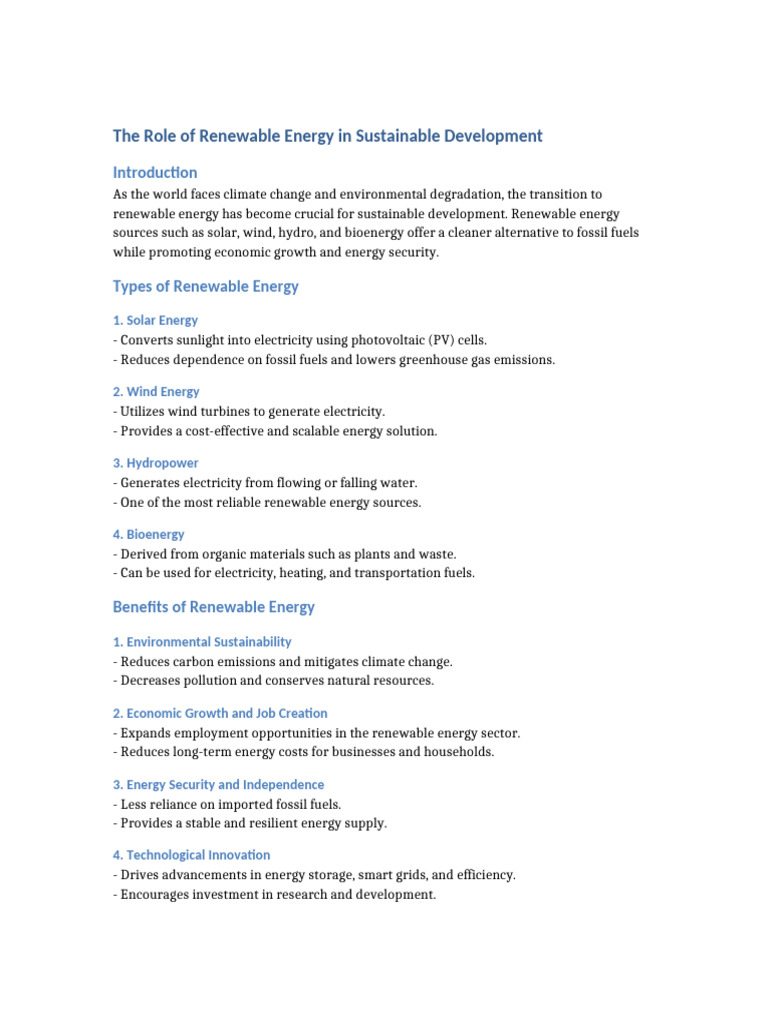 Renewable Energy for Sustainable Development | PDF | Renewable Energy ...
