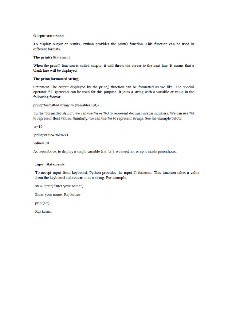 input and output statement | PDF