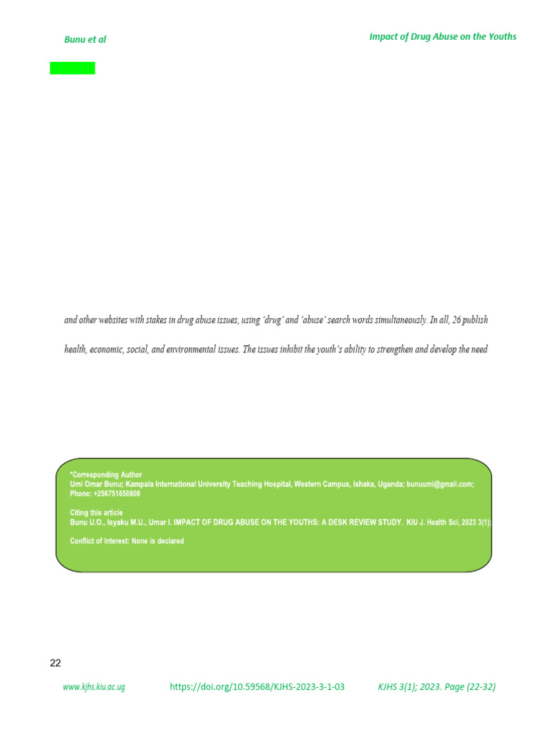 Impact of Drug Abuse On The Youths A Desk Review Study | PDF ...