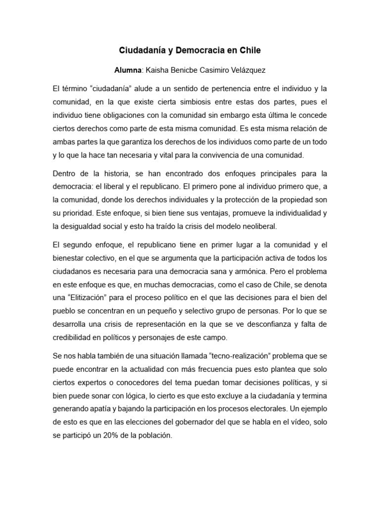 Ciudadanía y Democracia en Chile (KBCV) | PDF | Democracia | Ideologías ...