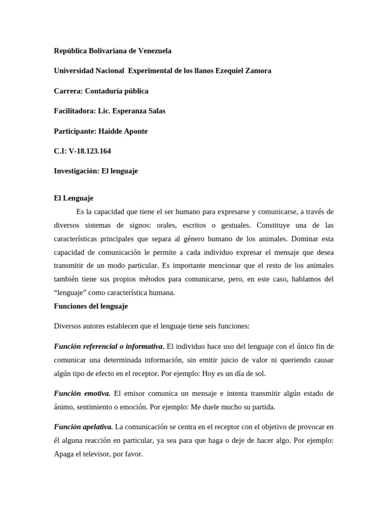 Funciones y Tipos de Lenguaje Humano | PDF | Comunicación | Dialecto