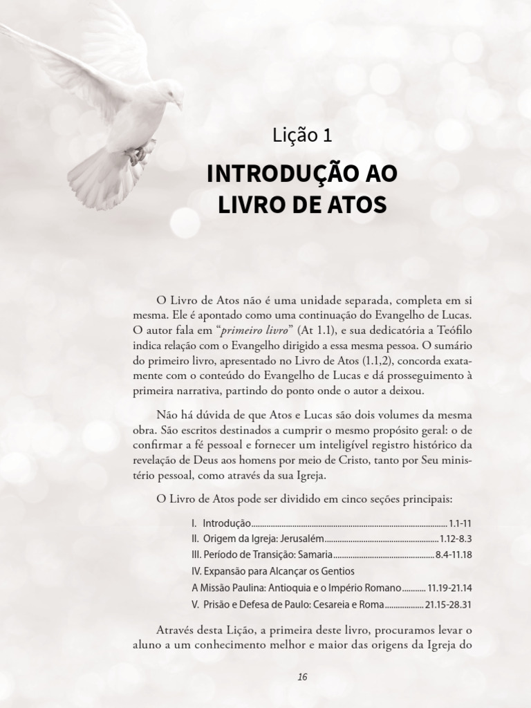 Introdução ao Livro de Atos | PDF | Atos dos apóstolos | Evangelho de Lucas