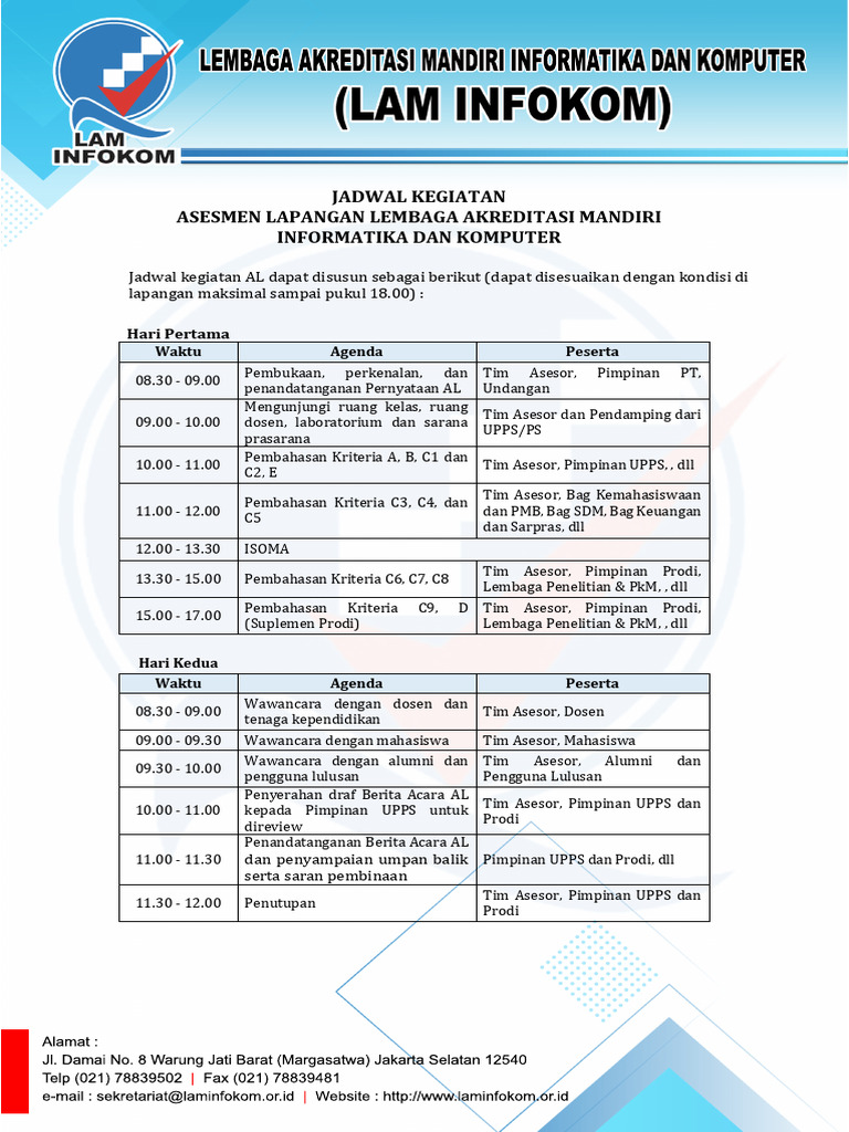 Roundown Kegiatan AL LAM INFOKOM | PDF