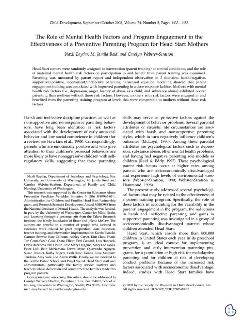 The Role of Mental Health Factors and Program Engagement in The ...