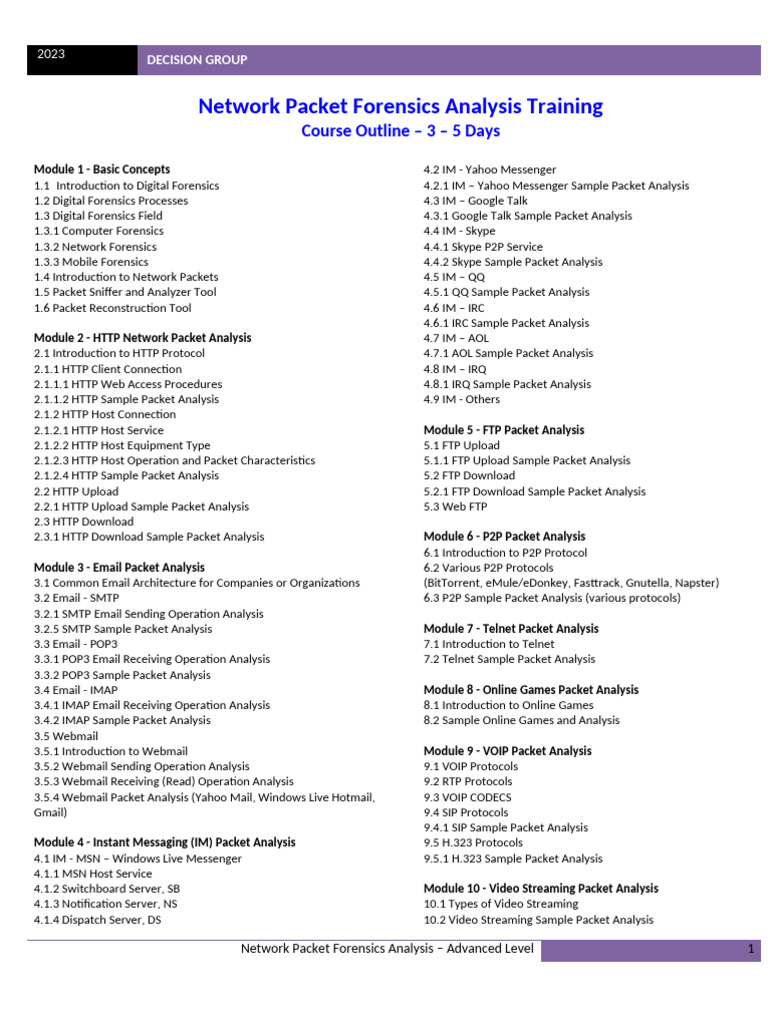 Network Forensics Training Course | PDF | Peer To Peer | Network ...