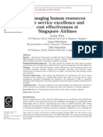 Managing Human Resources For Service Excellence and Cost Effectiveness at Singapore Airlines