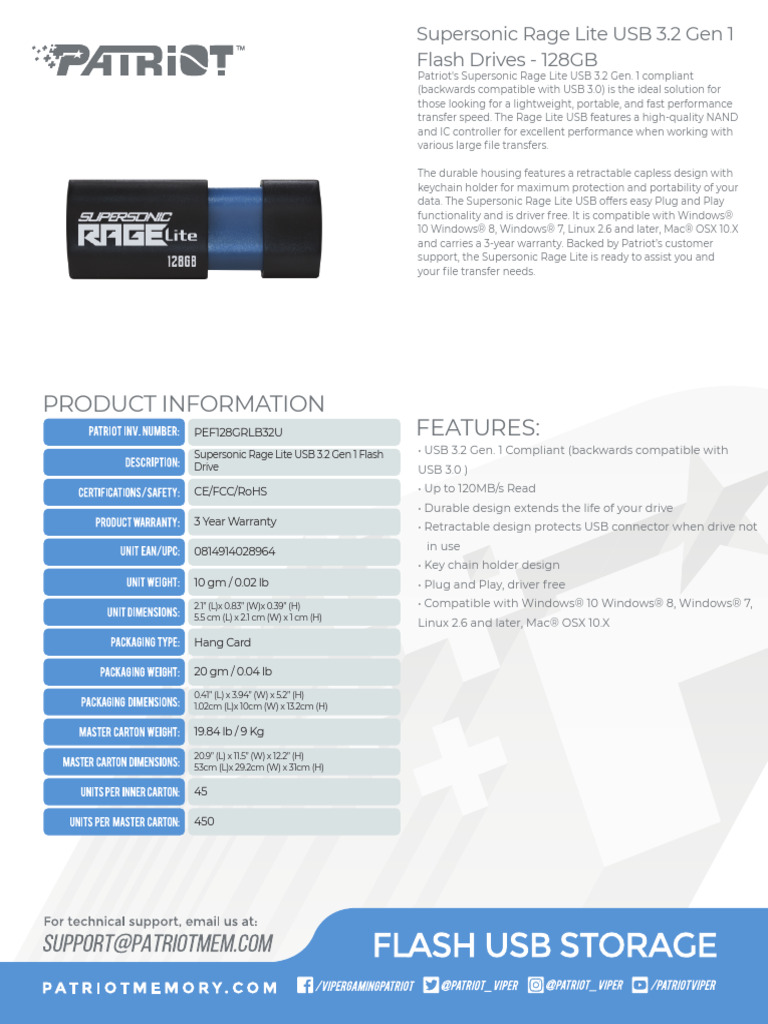 645a022eef4207577bdbd8bc PEF128GRLB32U Sku Sheet | PDF | Usb | Usb ...