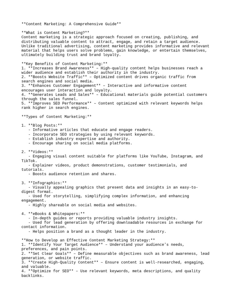 Content Marketing A Comprehensive Guide | PDF | Search Engine ...