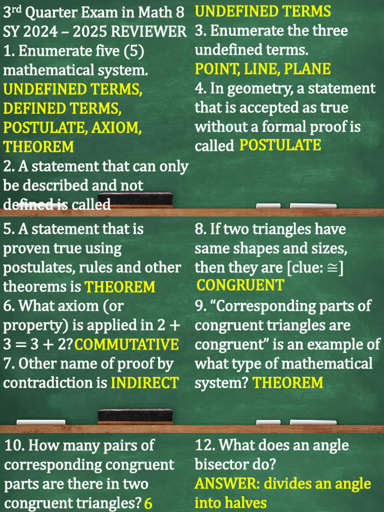 Math 8 Q3 Exam Reviewer Guide | PDF | Euclidean Geometry | Classical ...