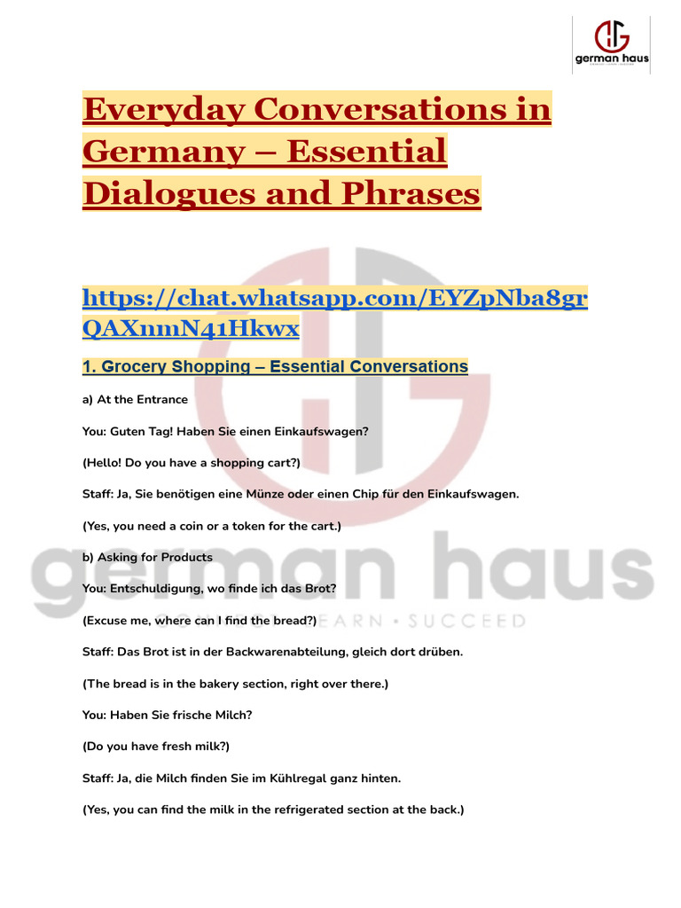 Conversations in Germany by German Haus | PDF