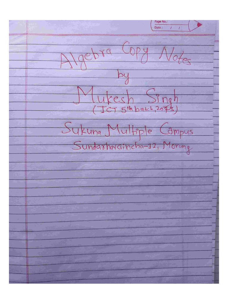 8th Algebra Copy Notes by MS | PDF