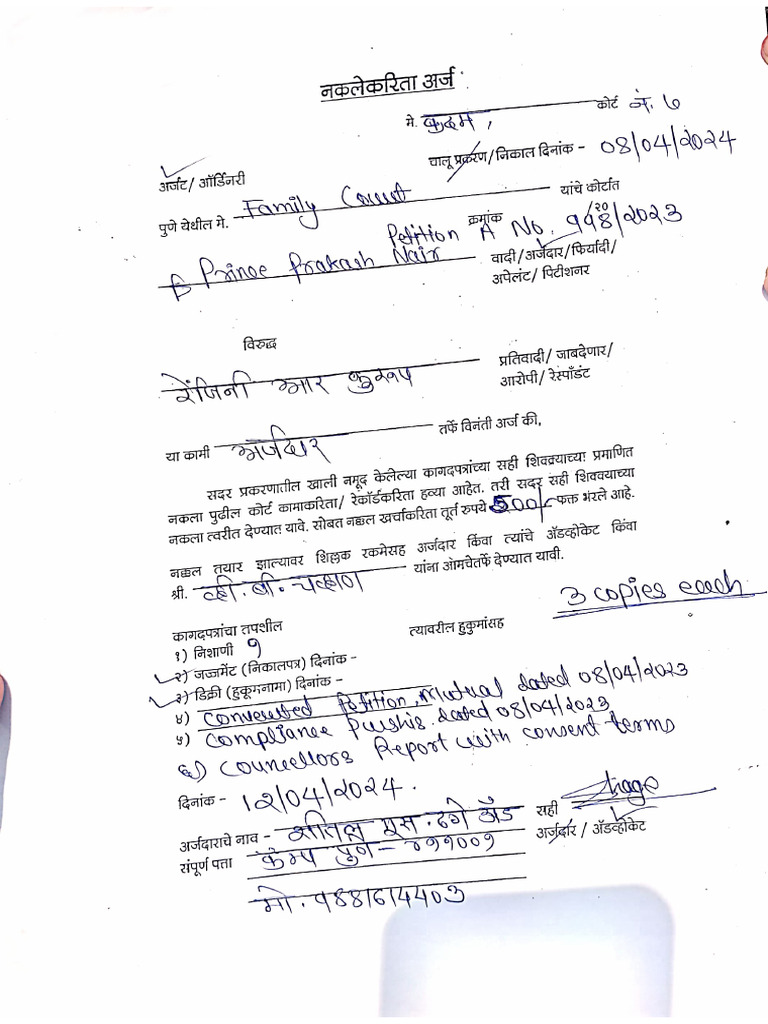 Family Court Naklecha Arj | PDF