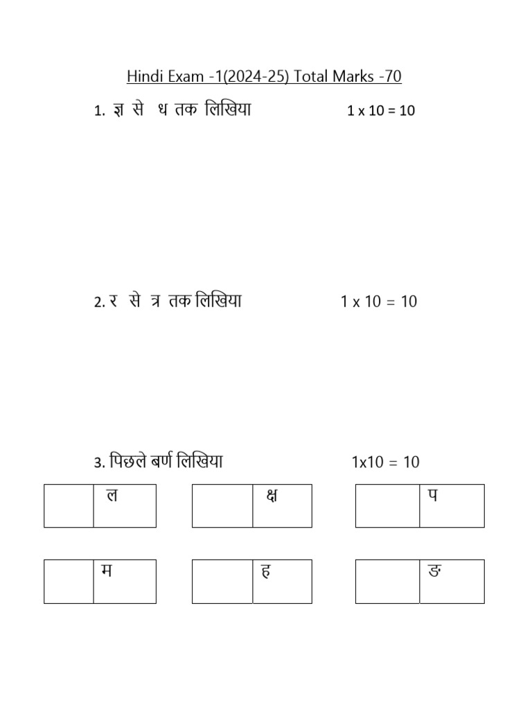 Hindi Question Paper | PDF