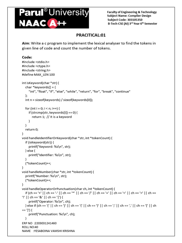 C Programs for Lexical Analysis and Validation | PDF | Object Oriented ...