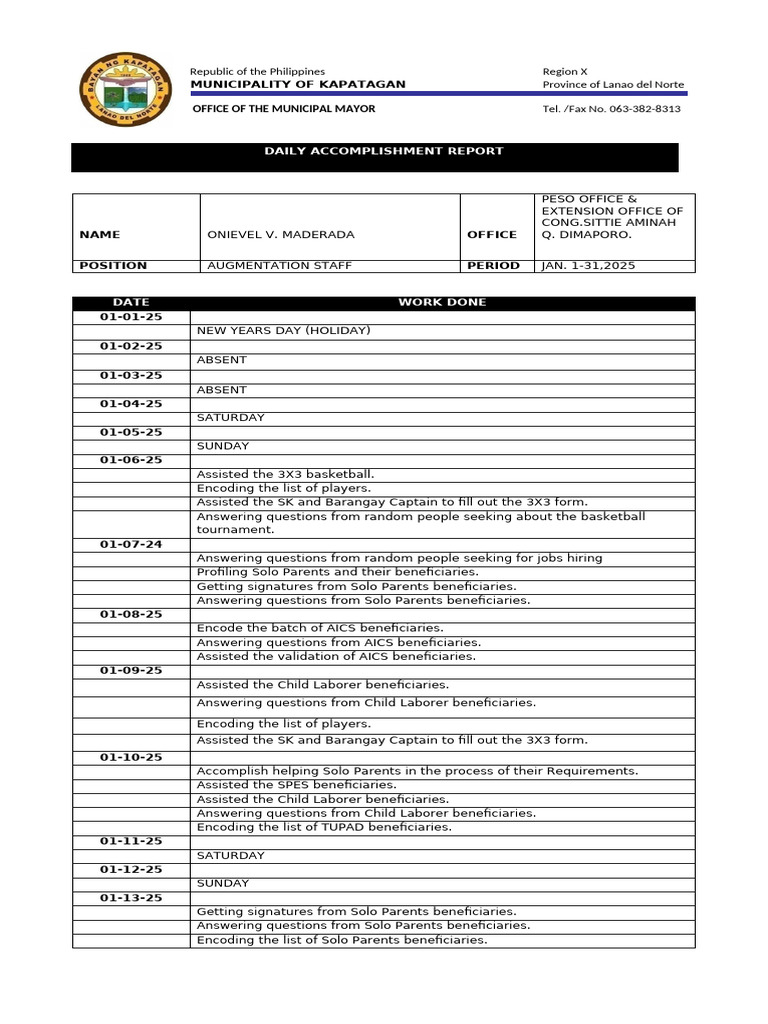 Dar january 1 31 2025 pdf