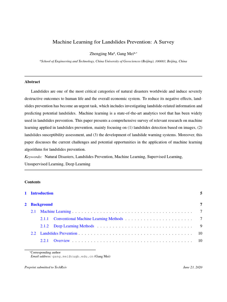 Machine Learning in Landslide Prevention | PDF | Machine Learning ...