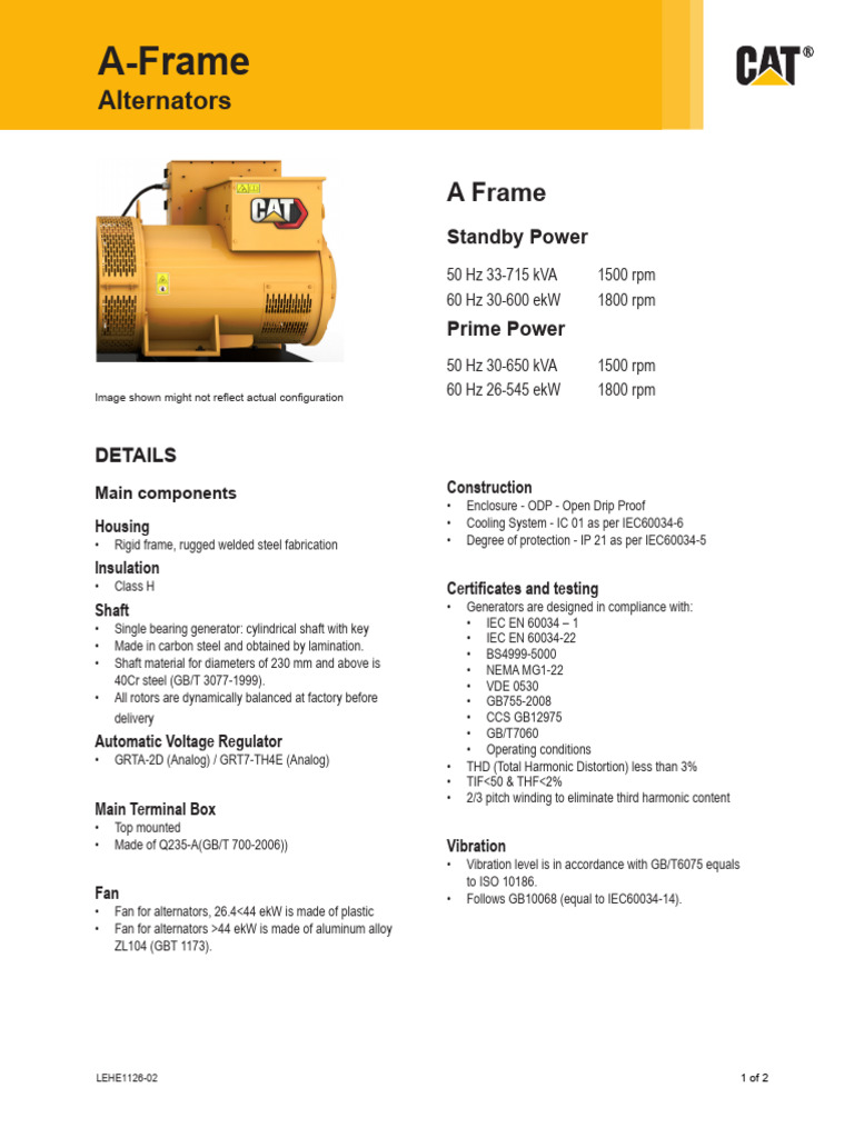 175 ekW Generator Specifications | PDF | Machines | Electrical Equipment