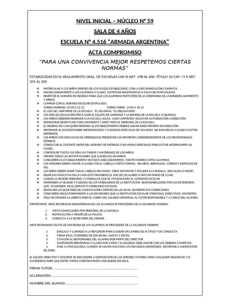 Normas de Convivencia Escolar 2023 | PDF | Escuelas | Educación de la ...