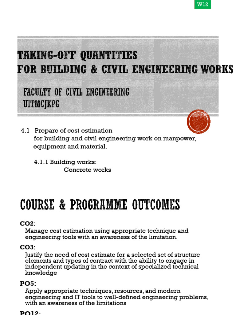 Cost Estimation for Building Works | PDF