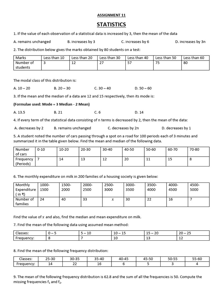 Assignment 13 (Statistics) | PDF | Mode (Statistics) | Mean