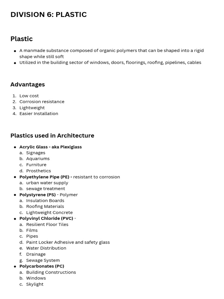 Benefits of Plastics in Architecture | PDF