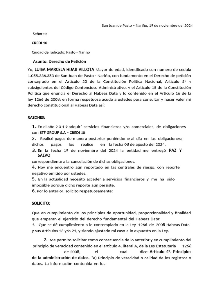 Carta de peticion stdio f pdf petici n justicia