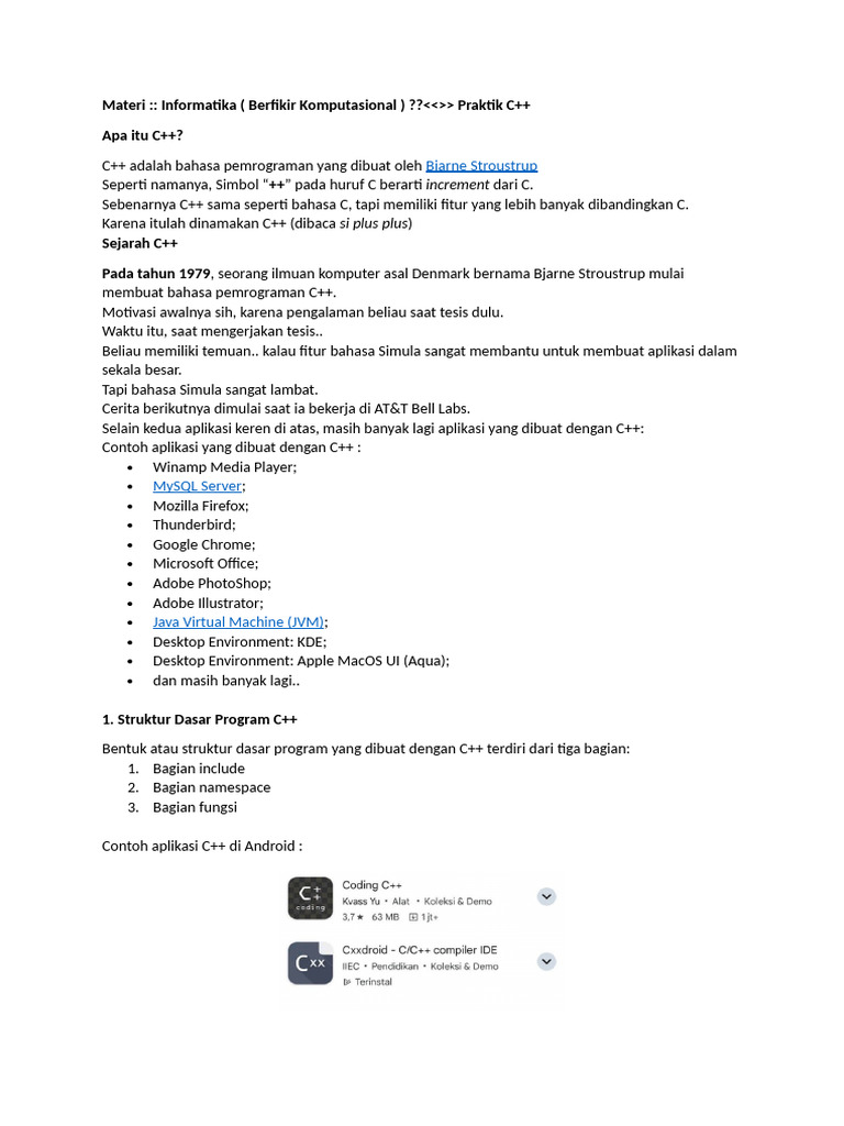 Pengantar Bahasa Pemrograman C++ | PDF