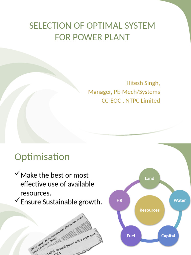 Selection of Optimal System For Power Plant - Pmi - 051114 | PDF | Heat ...