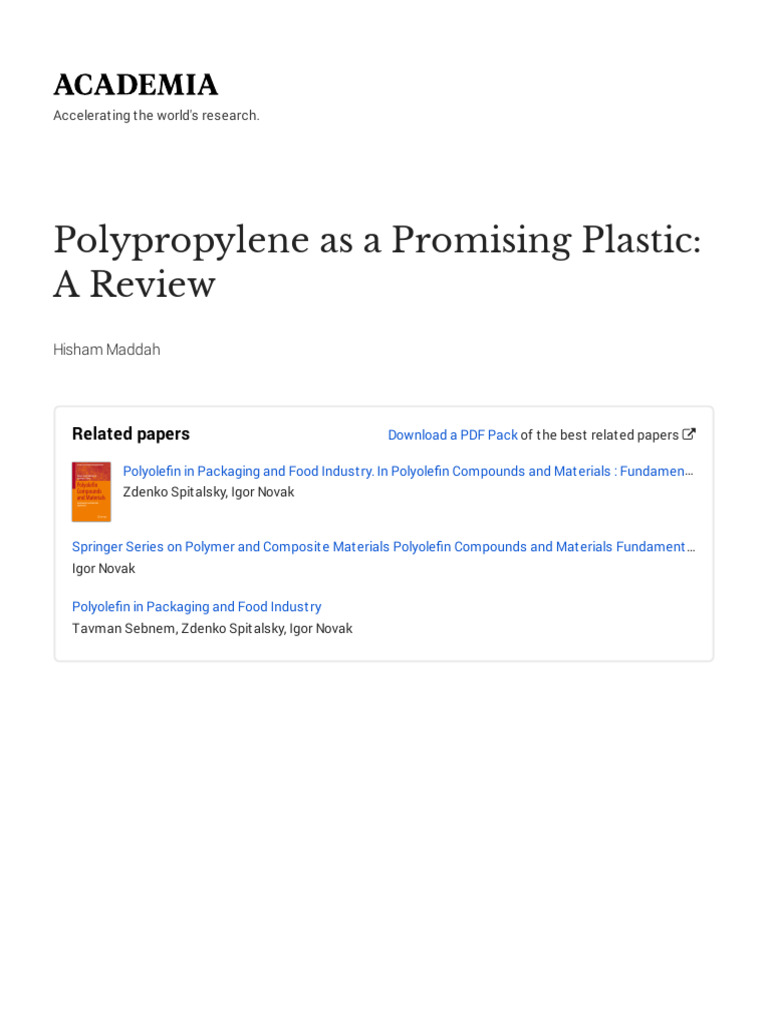 Polypropylene: Properties and Applications Review | PDF | Thermoplastic ...
